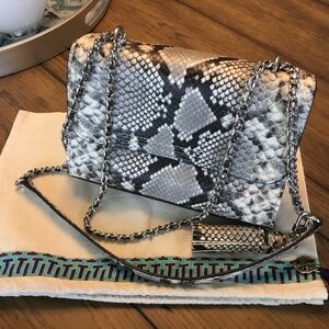 100% Leather Fleming Snake Print Bag